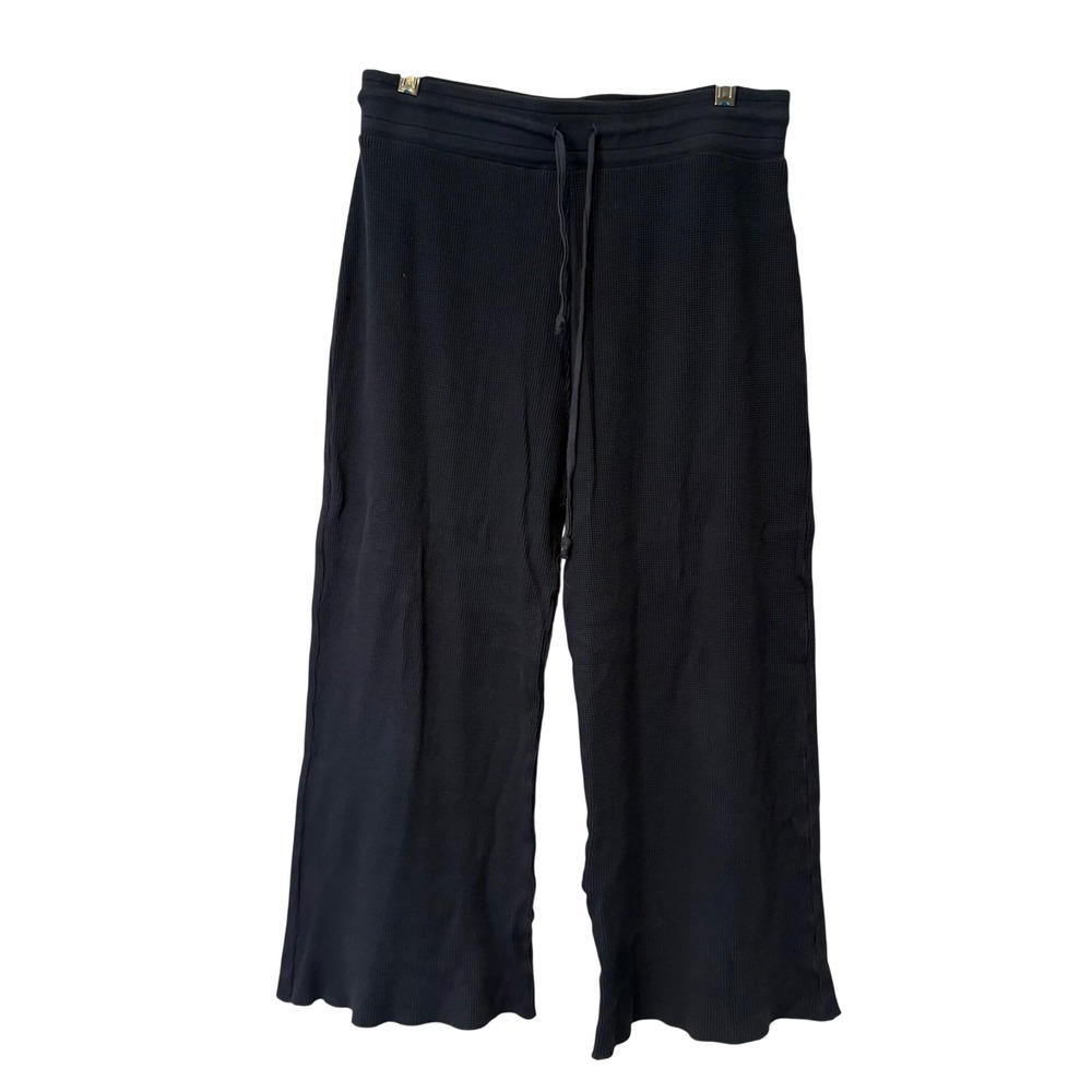 perfectwhitetee Maggie Pants Women Size S Charcoal Grey Waffle Knit Wide Leg